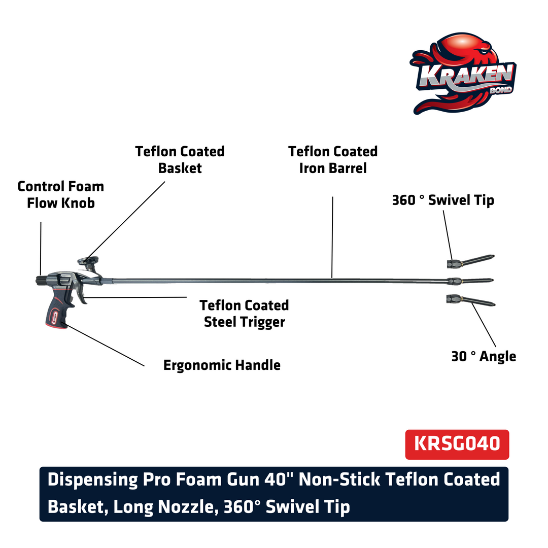 Long Reach Pro Foam Gun, 360° Swivel Tip - 40" (3.3 ft)