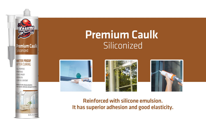 Premium Siliconized Caulk Sealant (10.1 FL Oz) White - 12/24 Pack