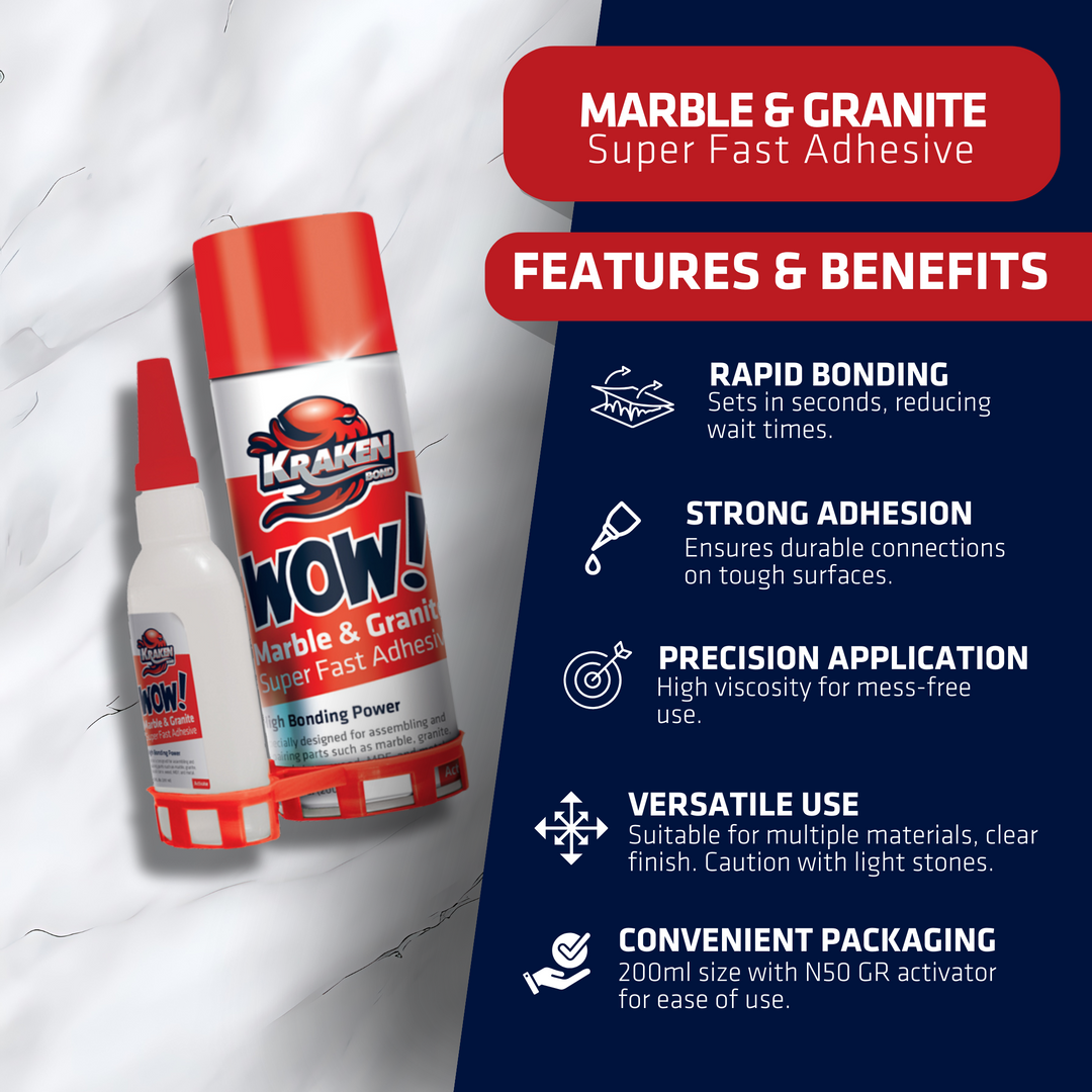 WOW! Marble & Granite Super Fast Adhesive with Accelerator Spray