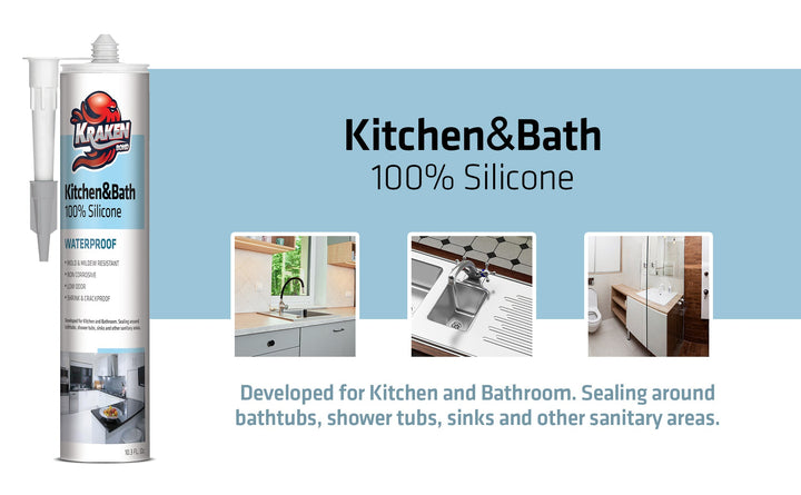 Kraken Kitchen&Bathroom Silicona 300 ml (Gw 360) (10.1 FL Oz) Blanco