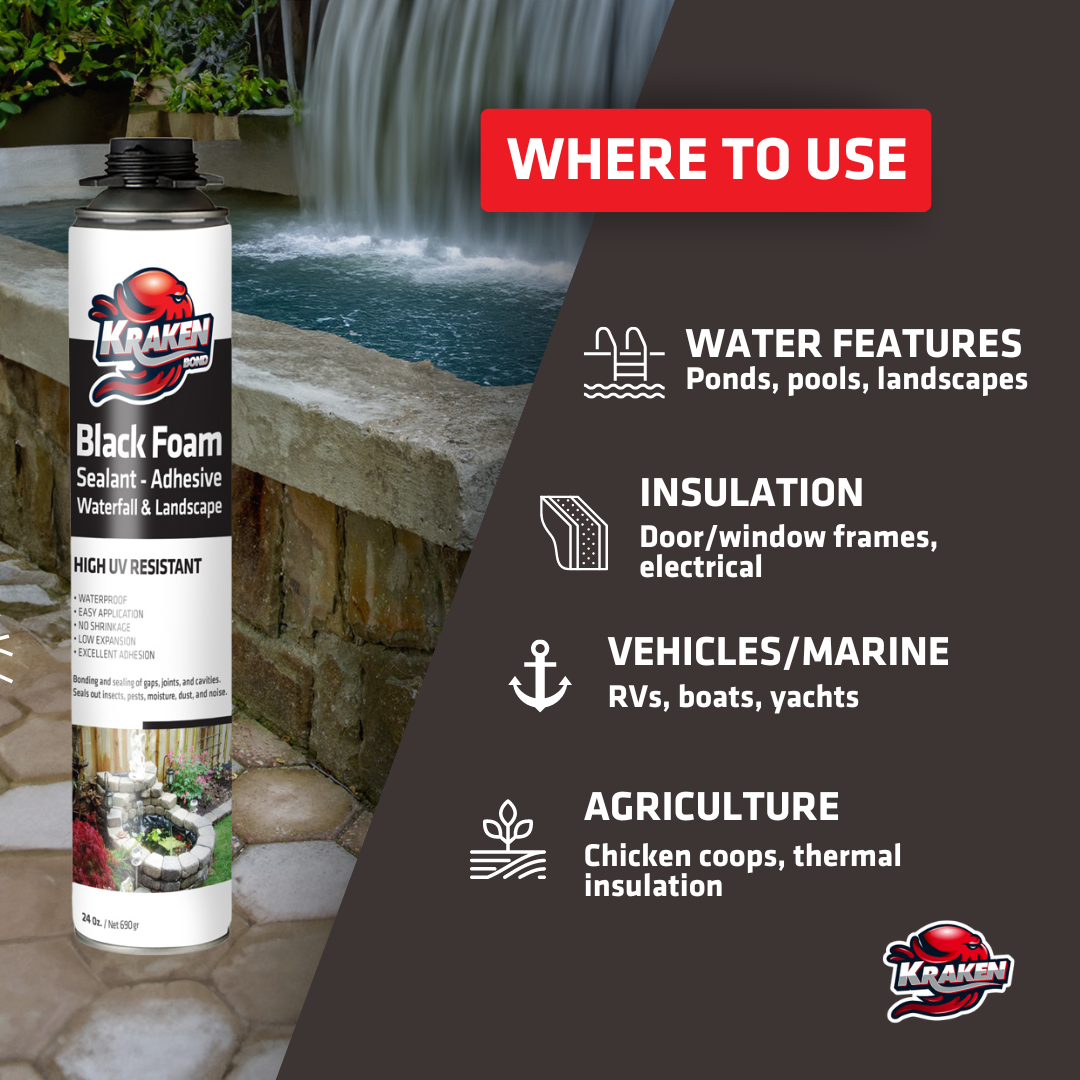 Black Foam Waterfall & Landscape Adhesive Sealant