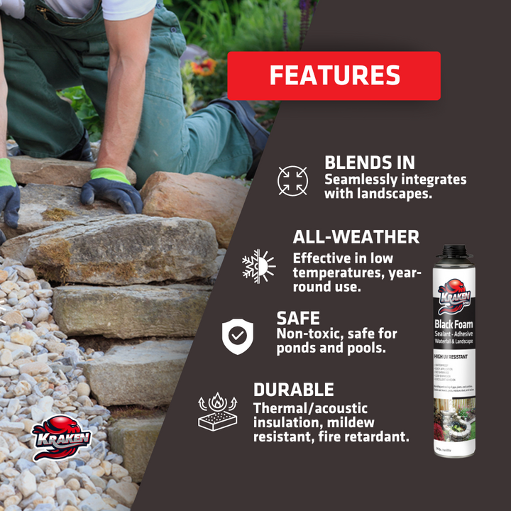 Black Foam Waterfall & Landscape Adhesive Sealant