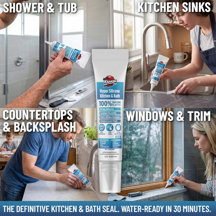 Hyper Silicone Sealant Kitchen &amp; Bath, 2.8 fl oz Squeeze Tube