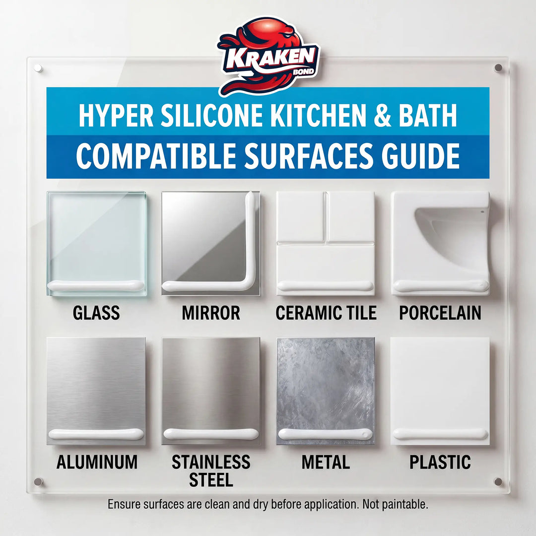 Hyper Silicone Sealant Kitchen &amp; Bath, 2.8 fl oz Squeeze Tube