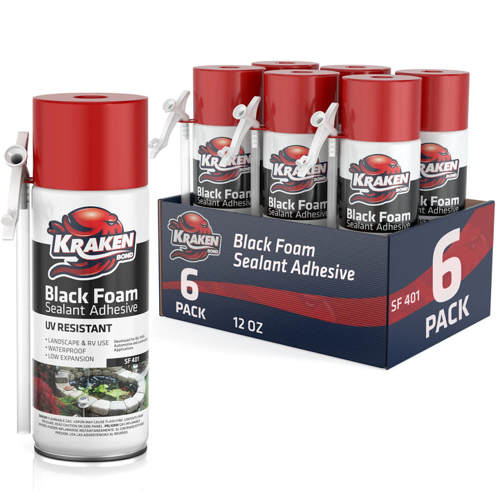 Sellador adhesivo de espuma negra para cascadas y paisajes – Uso con pajilla 12 oz