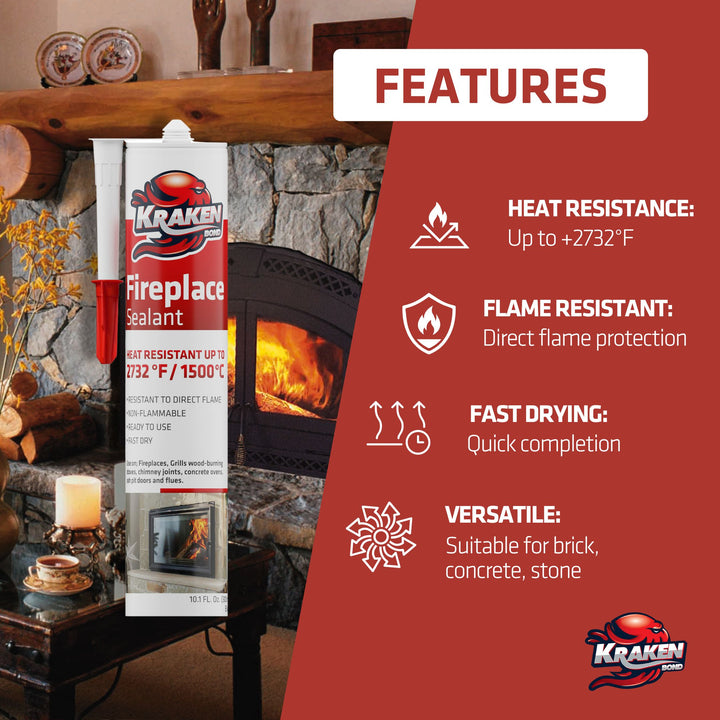 Kraken Bond High Temperature Black Fireplace Sealant