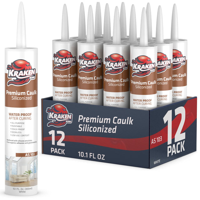 Premium Siliconized Caulk, White - Cans Only