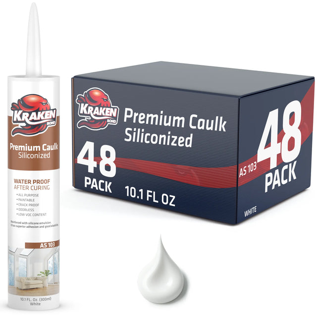 Premium Siliconized Caulk, White - Cans Only