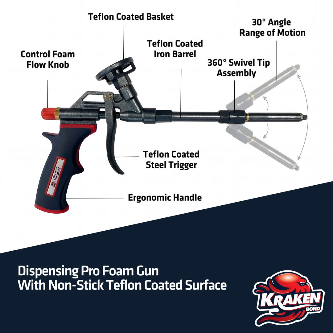 Pro Spray Insulation Foam Gun, 360° Swivel Tip - 8"