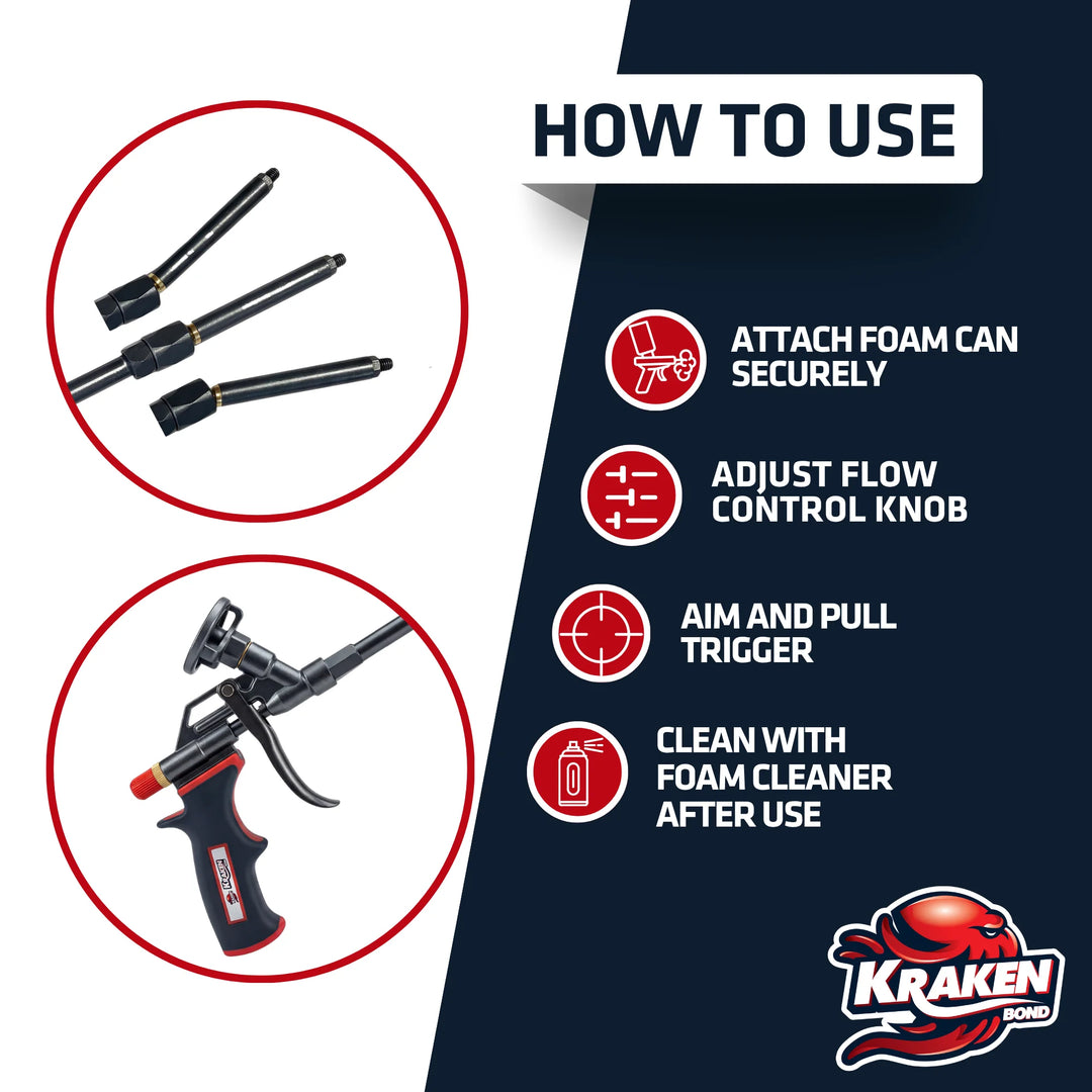 Pro Spray Insulation Foam Gun, 360° Swivel Tip - 8"