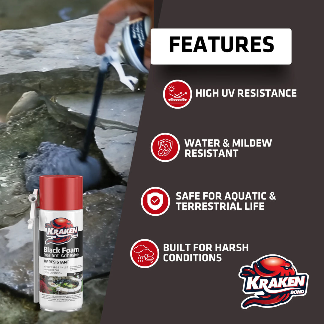 Black Foam Waterfall & Landscape Adhesive Sealant – Straw Use 12 Oz.