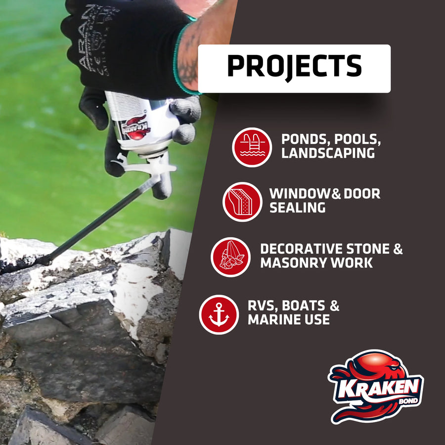 Kraken Bond Introduces Black Waterfall and Landscape Foam Sealant for Outdoor Projects