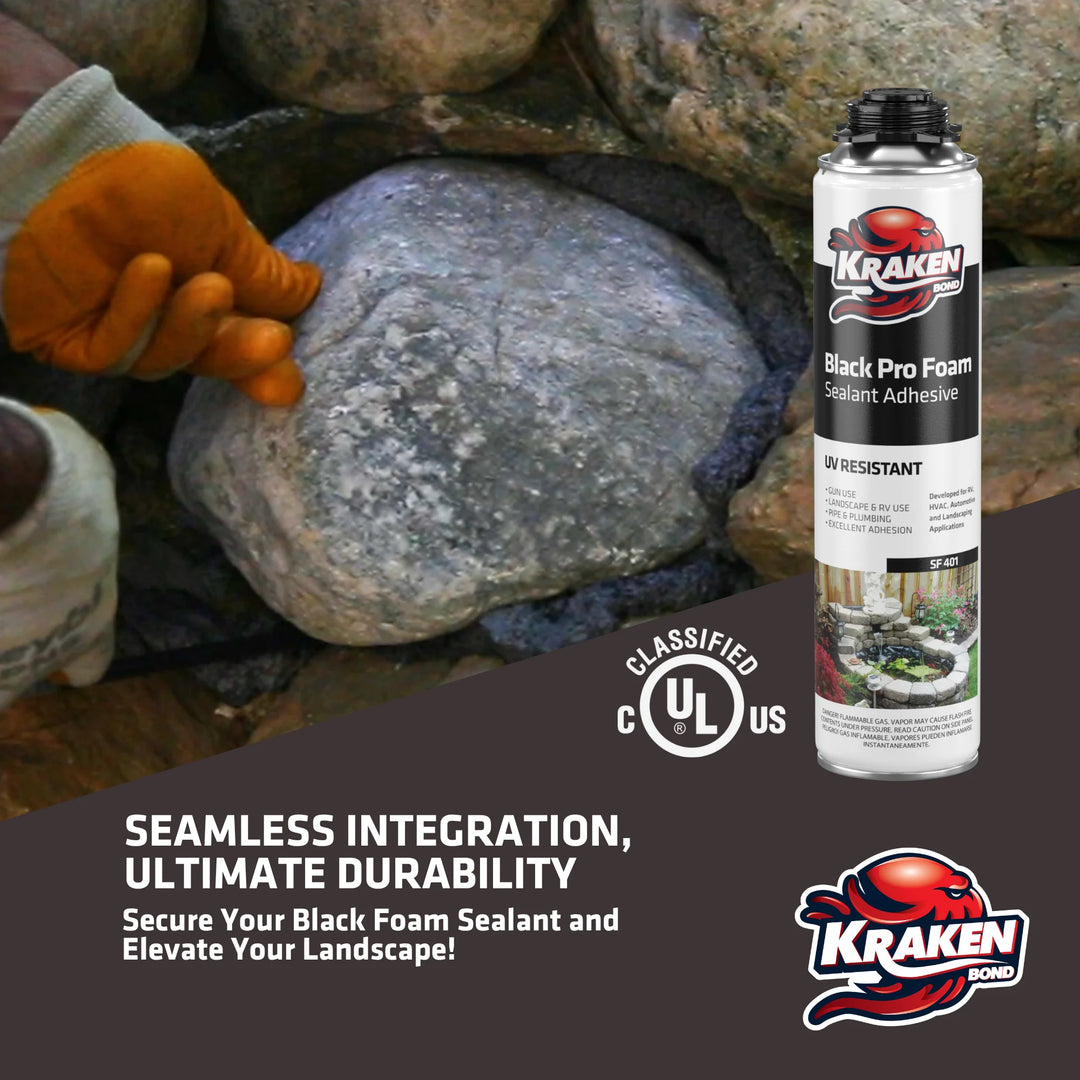 Pro Black Foam Waterfall & Landscape Adhesive Sealant– Gun Use 24 oz