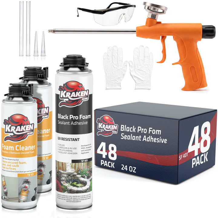 Pro Black Foam Waterfall &amp; Landscape Adhesive Sealant– Gun Use 24 oz