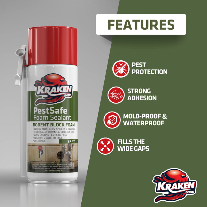 PestSafe Foam Sealant - Pest & Rodent Block Foam– Straw Can 12.3 oz