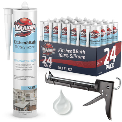 Kitchen & Bathroom Silicone, Clear – 24 Pack