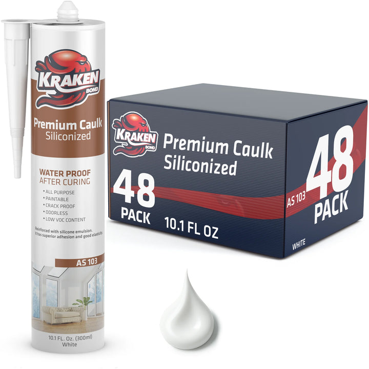 Premium Siliconized Caulk Sealant 10.1 fl oz White - 12/24/48 Pack