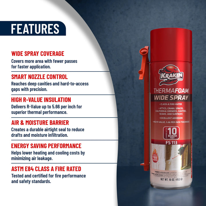 Kraken Bond ThermaFoam Wide Spray – Polyurethane Foam Sealant