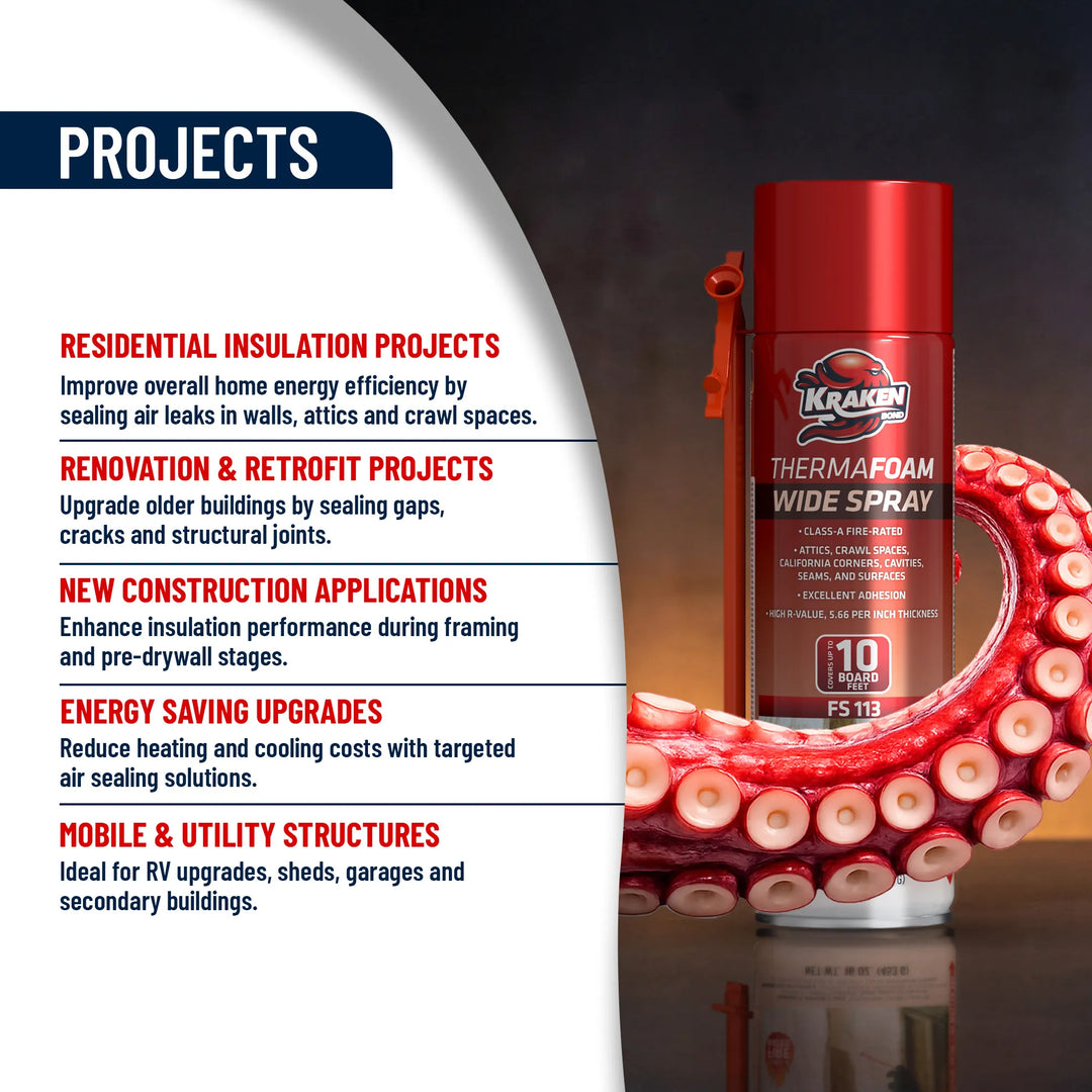 Kraken Bond ThermaFoam Wide Spray – Polyurethane Foam Sealant