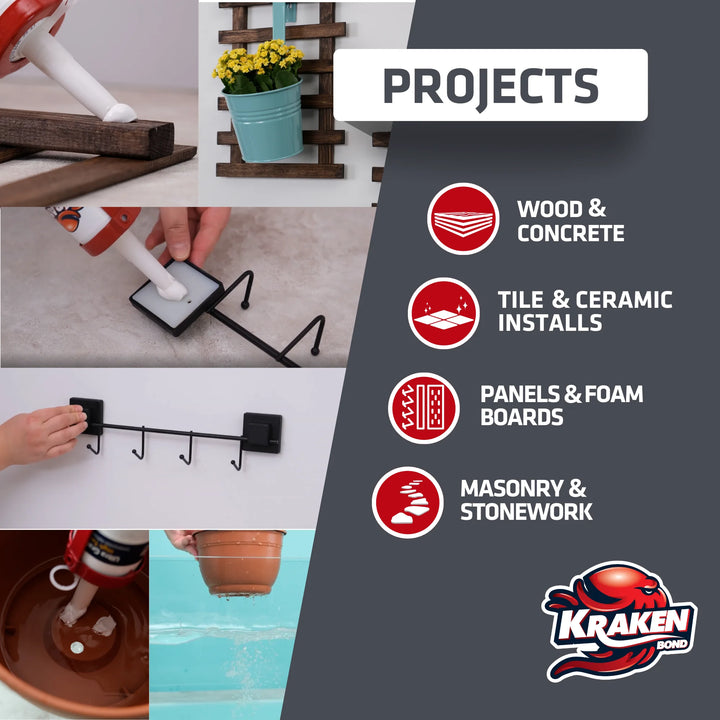 Kraken High Tack Construction Adhesivo 290 ml (Gw 510) 9.8 FL Oz.) Blanco