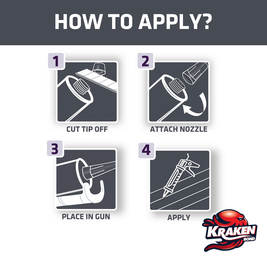 Kraken High Tack Construction Adhesivo 290 ml (Gw 510) 9.8 FL Oz.) Blanco