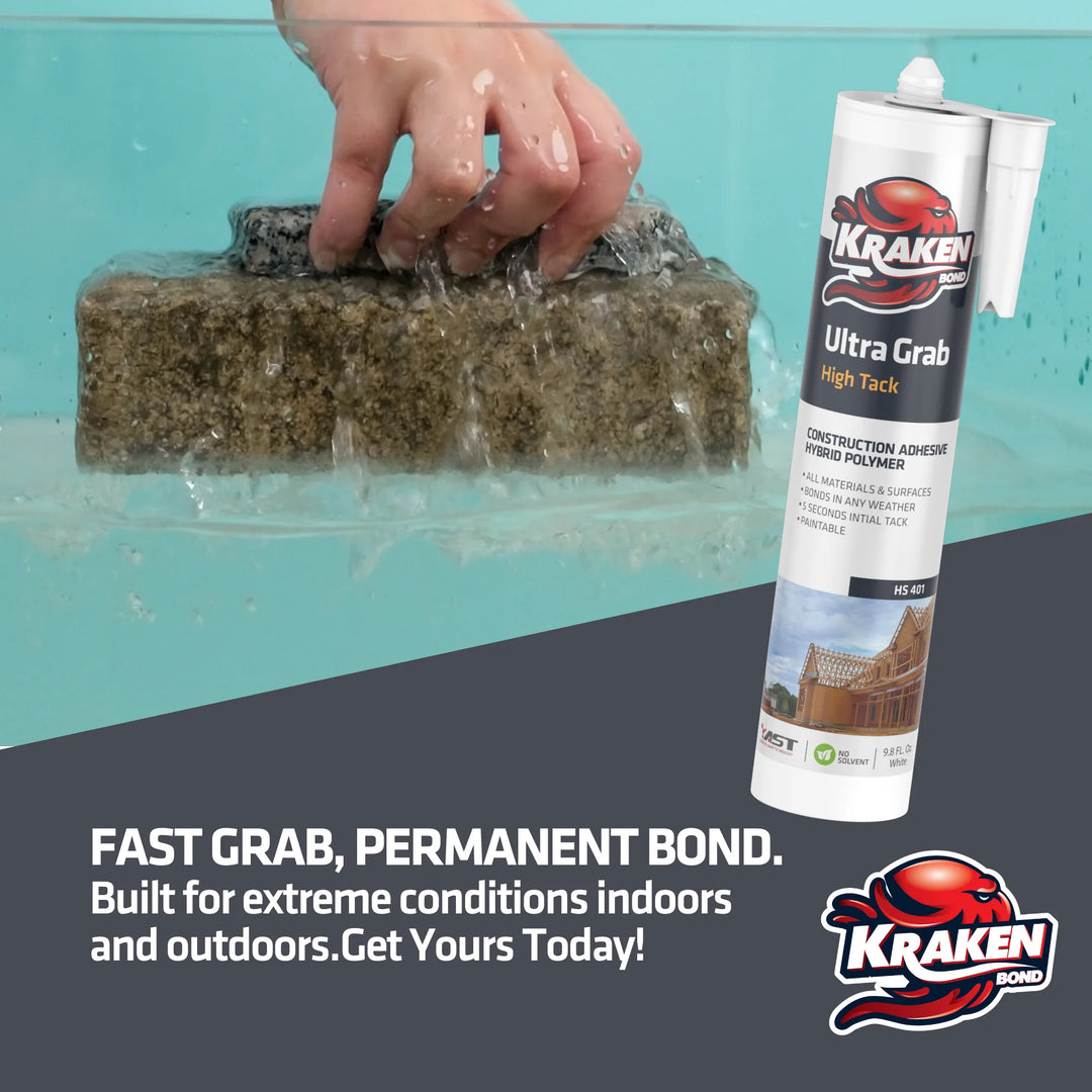 Kraken High Tack Construction Adhesivo 290 ml (Gw 510) 9.8 FL Oz.) Blanco