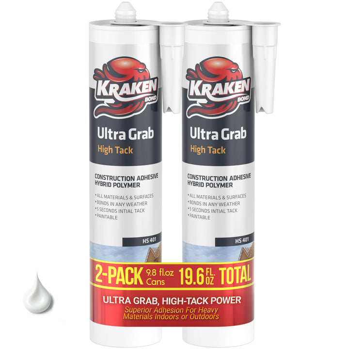 Kraken High Tack Construction Adhesivo 290 ml (Gw 510) 9.8 FL Oz.) Blanco