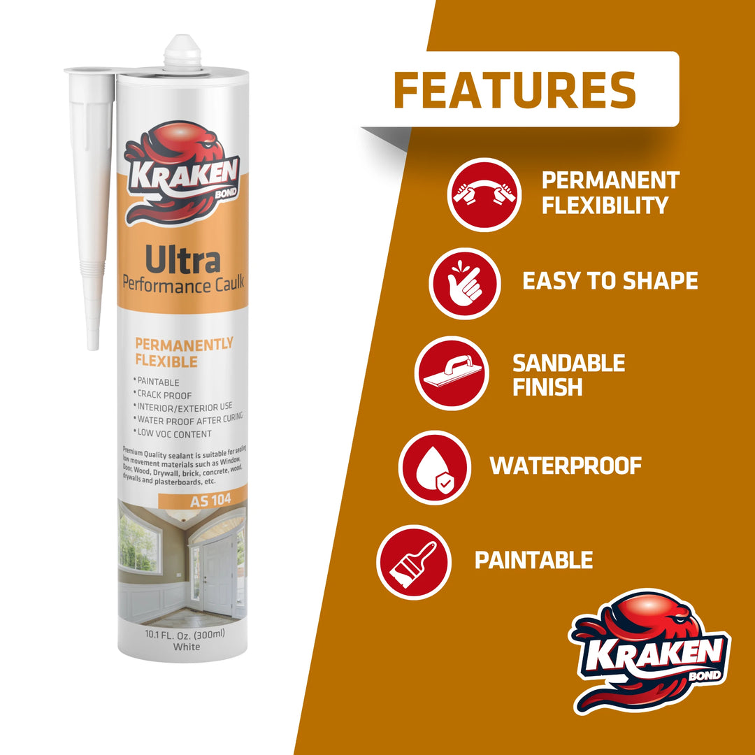 Kraken Ultra Performance Caulk Selaant 300 ml (10.1 FL Oz.) Blanco