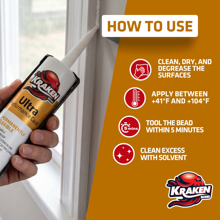 Kraken Ultra Performance Caulk Selaant 300 ml (10.1 FL Oz.) Blanco