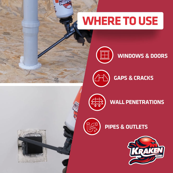 PRO Low Expansion Window & Door Gap Filler Spray Foam, Gun Use, 24 oz / 32 oz - 12/24 Pack