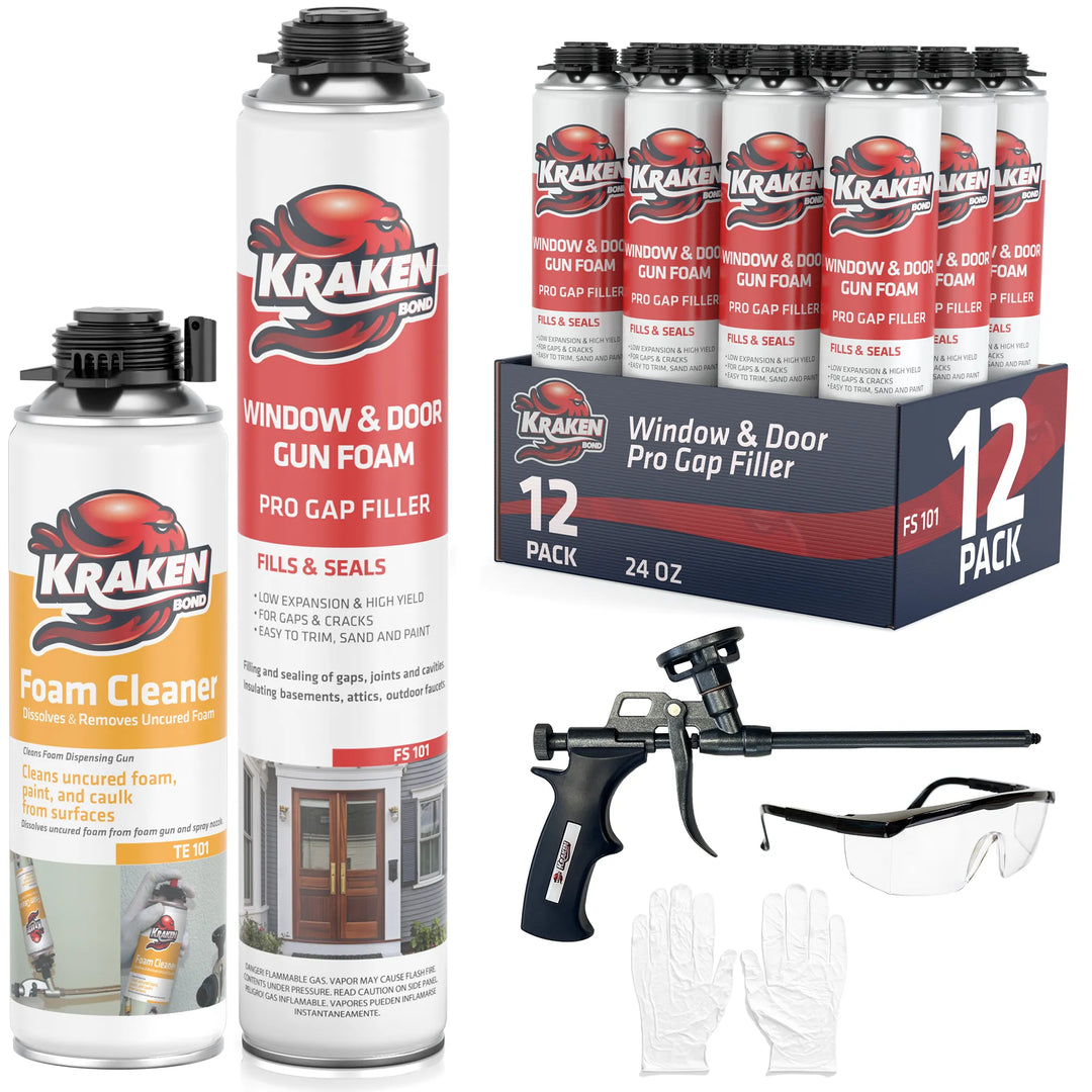 PRO Low Expansion Window &amp; Door Gap Filler Spray Foam, Gun Use, 24 oz / 32 oz - 12/24 Pack