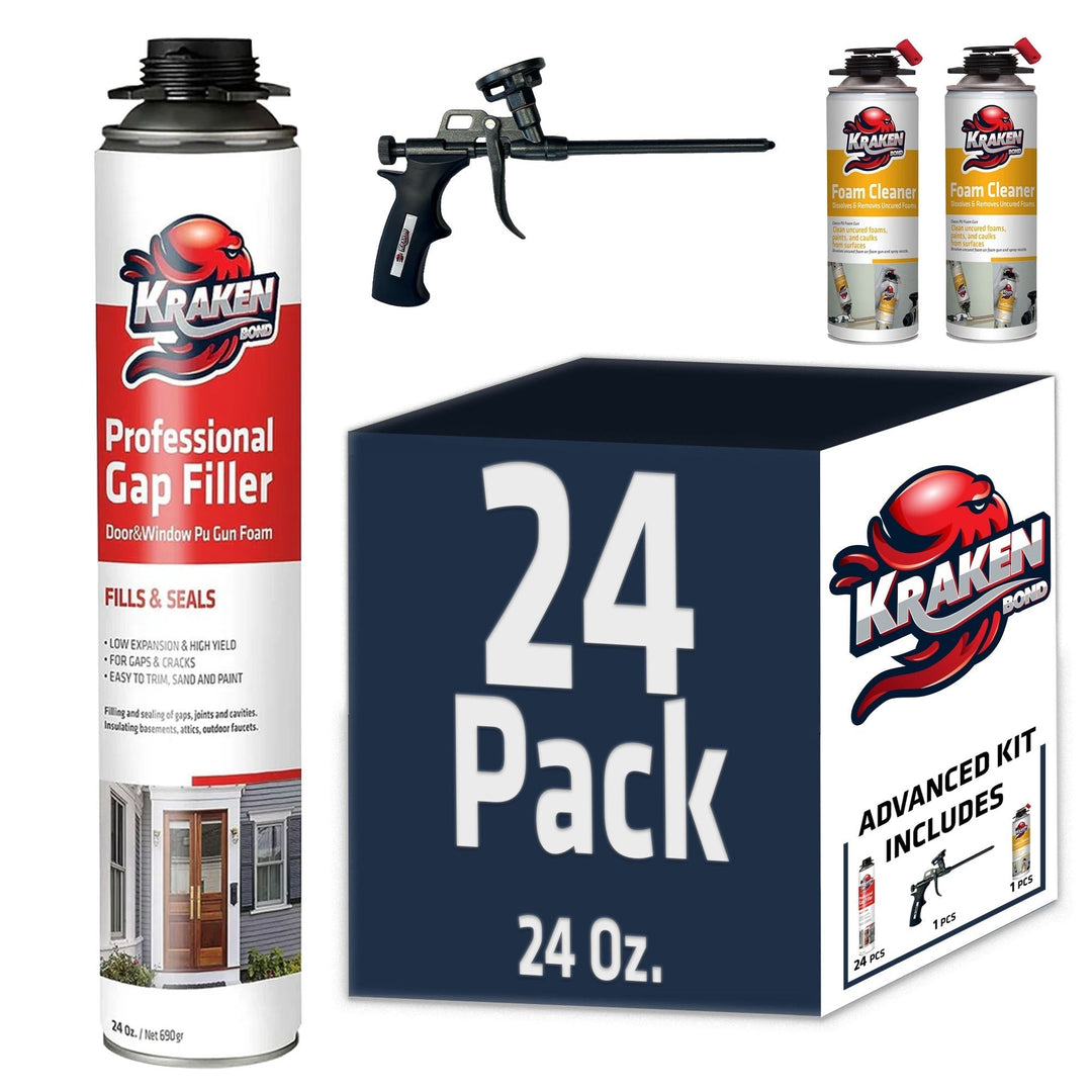 PRO Window & Door Gap Filler 24oz / 32oz, Low Expansion Gun Foam - 12/24 Pack