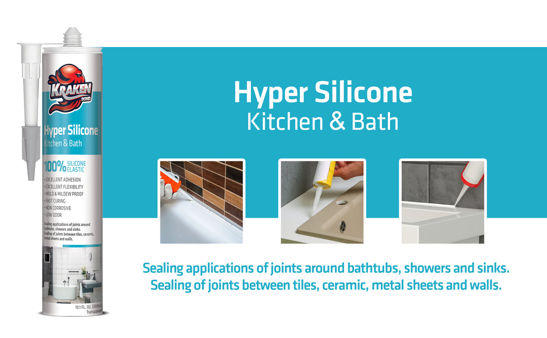 Hyper Kitchen & Bath Silicone Sealant  Krakenbond – Kraken Bond - Monster  of Tough Jobs