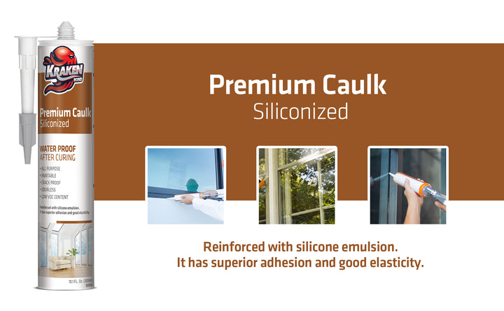 Premium Siliconized Caulk Sealant 300 ml (10.1 FL Oz.) White